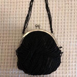 Black Beaded Evening Small Bag